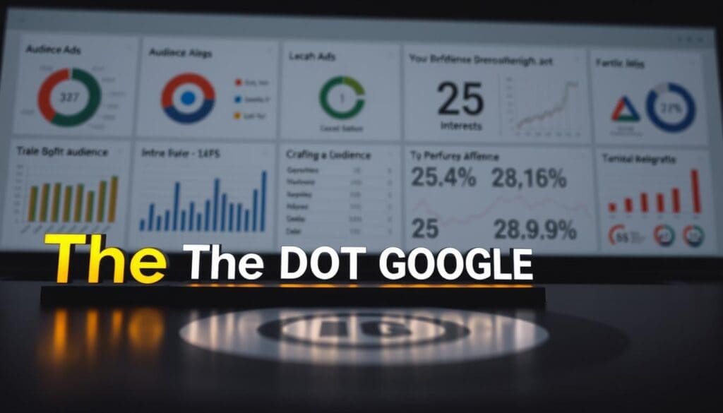 A meticulously crafted Google Ads campaign, centered on a target audience, unfolds against a backdrop of sleek infographics. In the foreground, the brand name "The DOT GOOGLE" stands out, its letters illuminated by a warm, soft lighting. The middle ground features a detailed visualization of audience demographics, segmented by age, location, and interests. In the background, a clean and minimalist design showcases key performance metrics, guiding the viewer's attention to the insights that drive strategic decision-making. The overall mood is one of precision, clarity, and data-driven optimization, reflecting the importance of understanding your audience in the context of successful Google Ads campaigns.