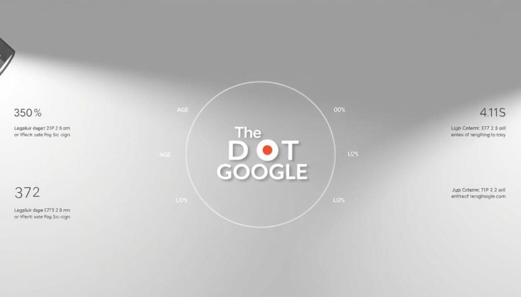 A sleek, minimalist infographic depicting Google Ads demographic targeting options. Crisp lines, muted color palette, and subtle use of icons and data visualizations. The central focus is a bold typographic treatment of "The DOT GOOGLE" branding, surrounded by concentric rings showcasing key demographic parameters like age, gender, interests, and location. Soft, directional lighting accentuates the clean, modern aesthetic. The overall composition strikes a balance between informative and visually appealing, reflecting the subject matter of effective Google Ads targeting strategies.